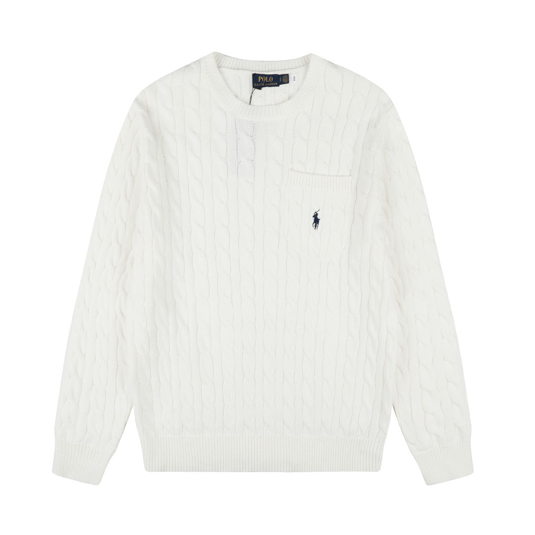 Ralph Lauren Cepli, Bisiklet Yaka, Saç Örgü Kazak