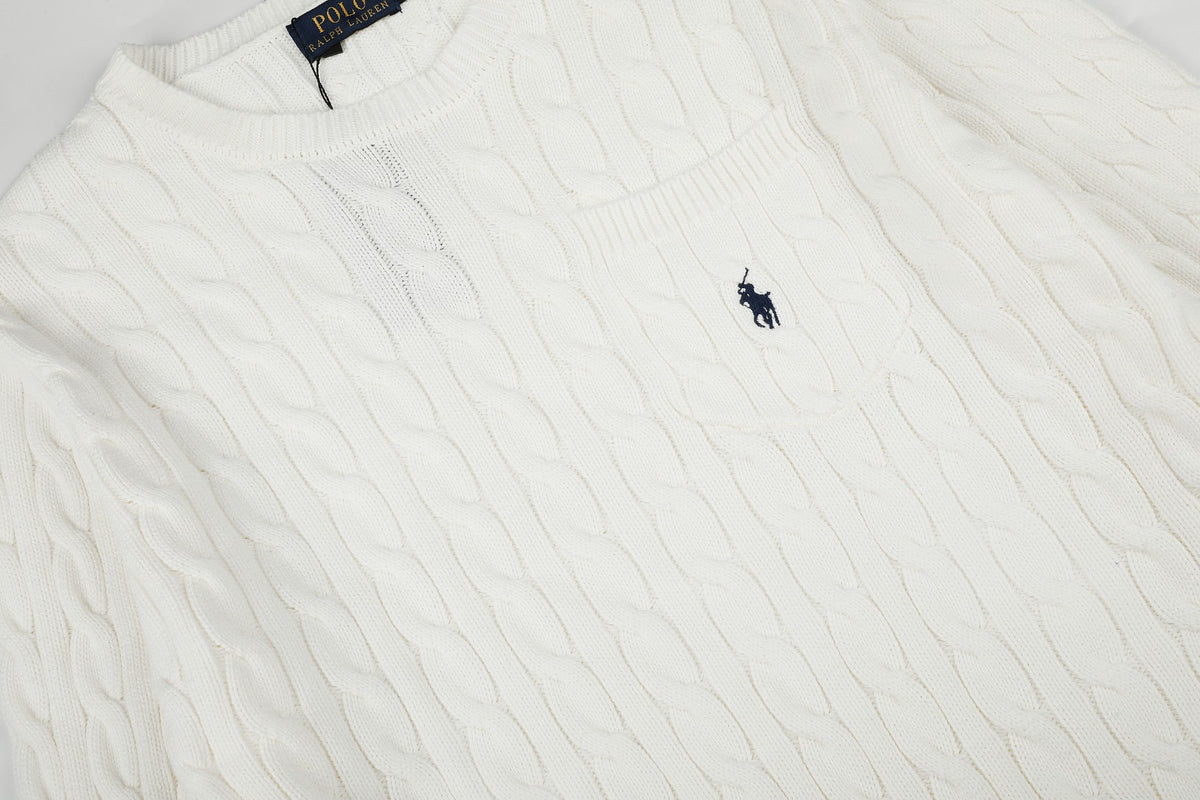 Ralph Lauren Cepli, Bisiklet Yaka, Saç Örgü Kazak