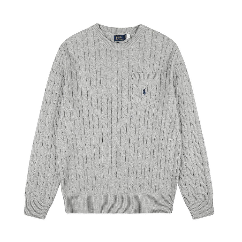 Ralph Lauren Cepli, Bisiklet Yaka, Saç Örgü Kazak