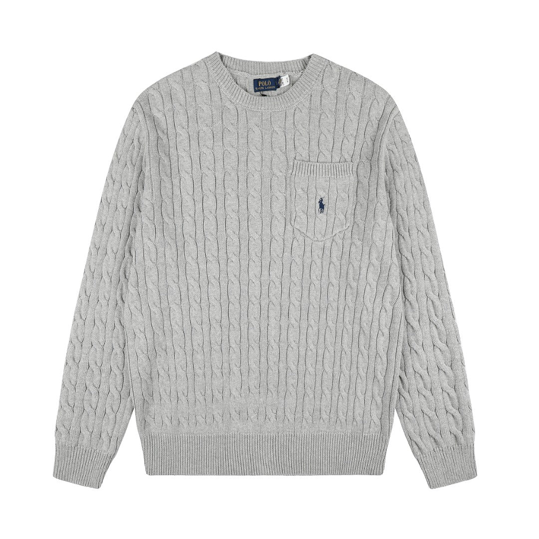 Ralph Lauren Cepli, Bisiklet Yaka, Saç Örgü Kazak