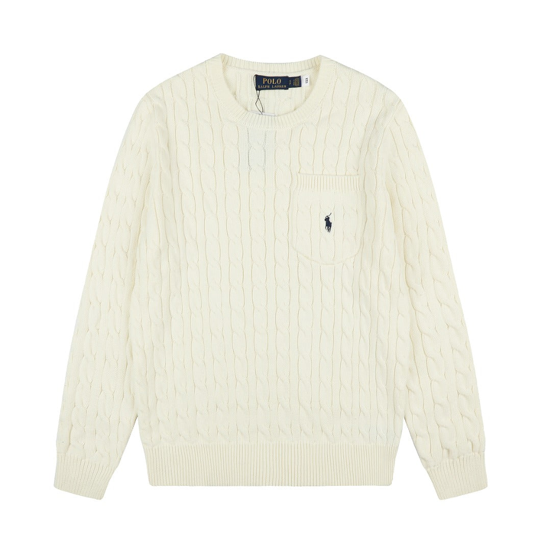 Ralph Lauren Cepli, Bisiklet Yaka, Saç Örgü Kazak