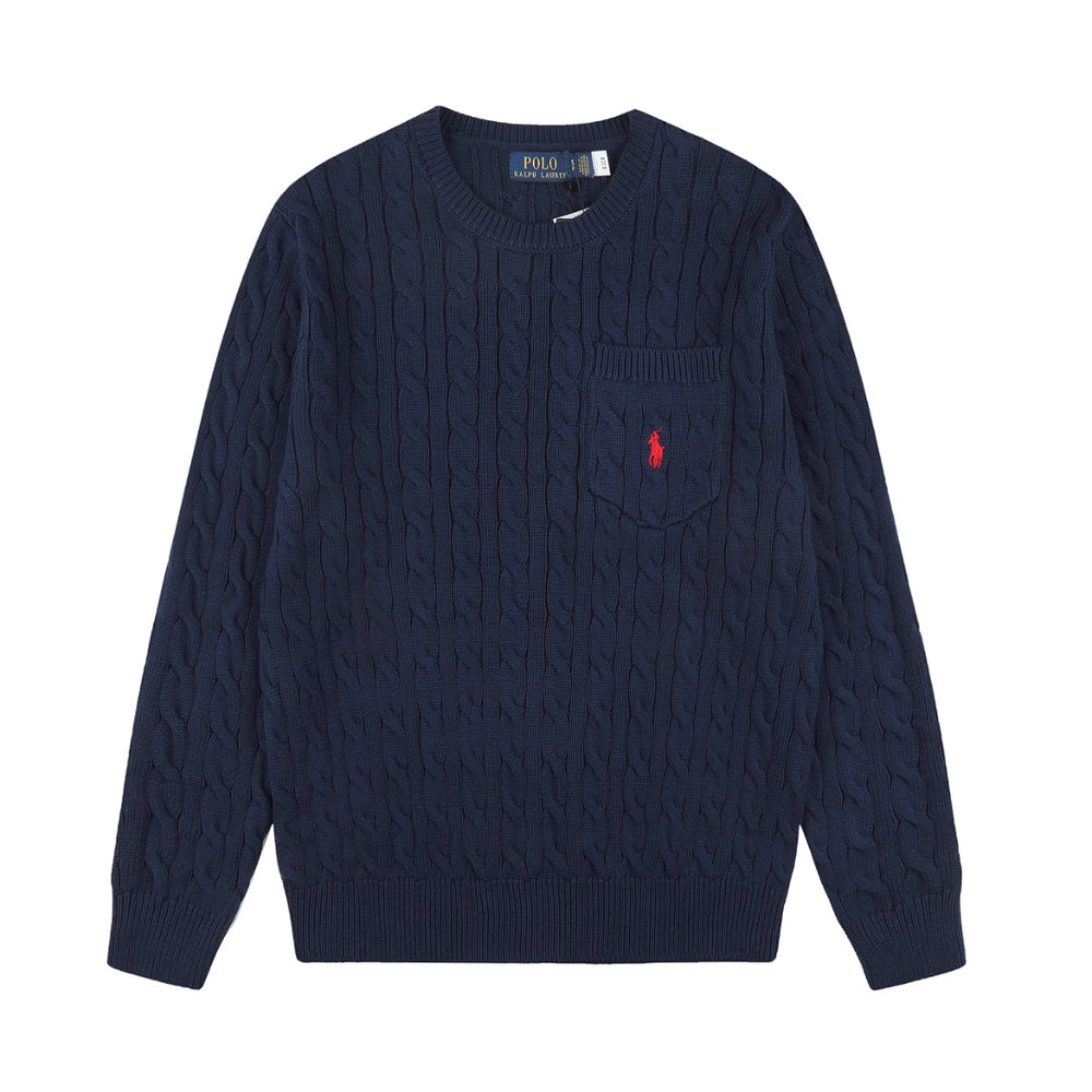 Ralph Lauren Cepli, Bisiklet Yaka, Saç Örgü Kazak