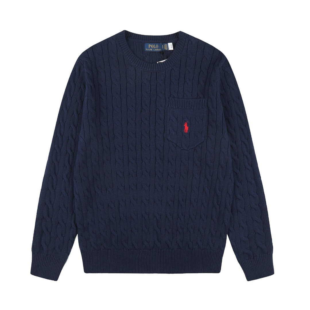 Ralph Lauren Cepli, Bisiklet Yaka, Saç Örgü Kazak