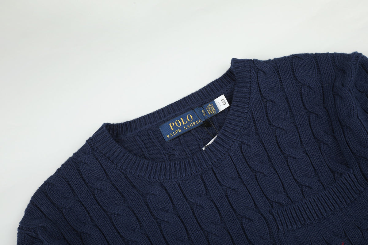 Ralph Lauren Cepli, Bisiklet Yaka, Saç Örgü Kazak