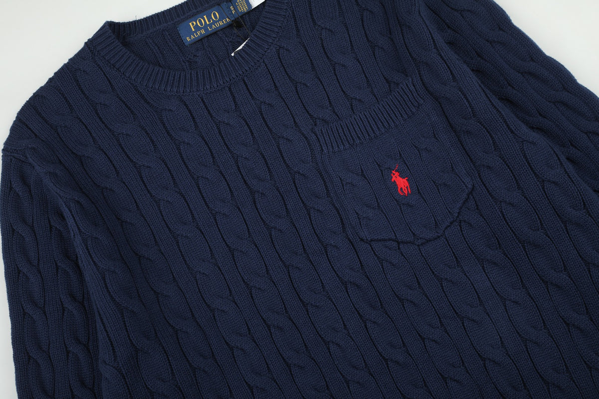 Ralph Lauren Cepli, Bisiklet Yaka, Saç Örgü Kazak