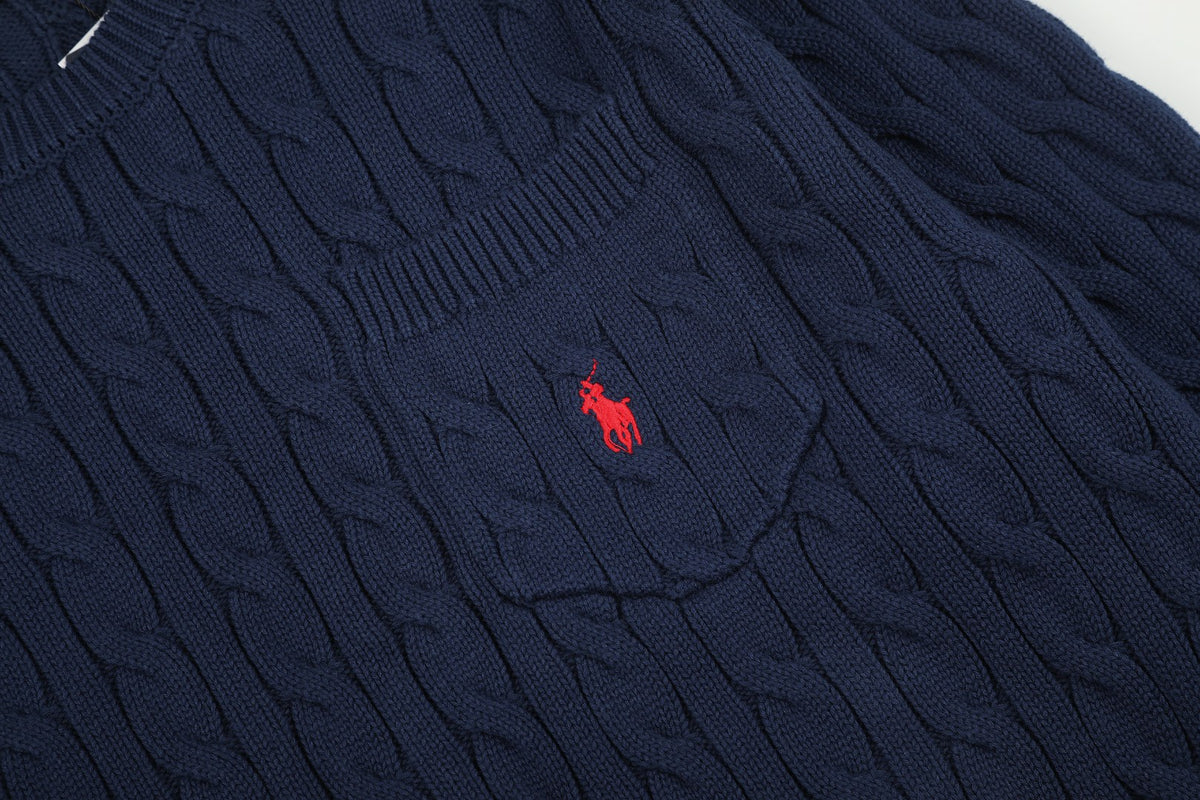 Ralph Lauren Cepli, Bisiklet Yaka, Saç Örgü Kazak