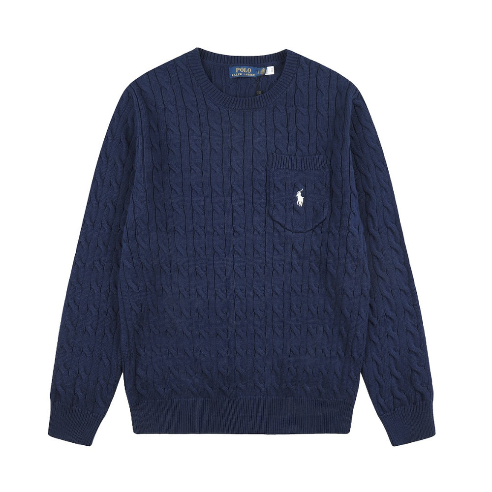 Ralph Lauren Cepli, Bisiklet Yaka, Saç Örgü Kazak