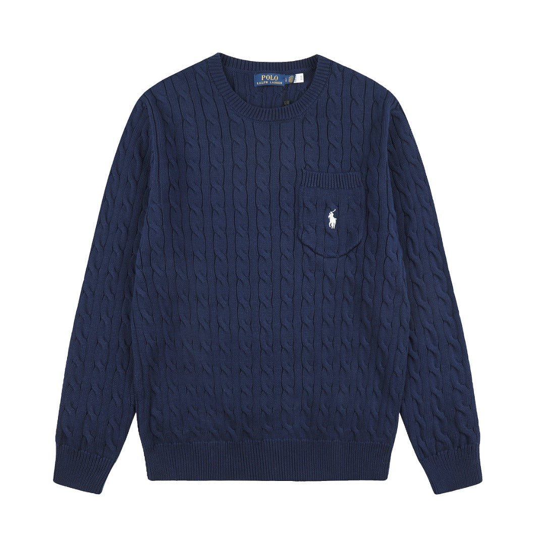 Ralph Lauren Cepli, Bisiklet Yaka, Saç Örgü Kazak