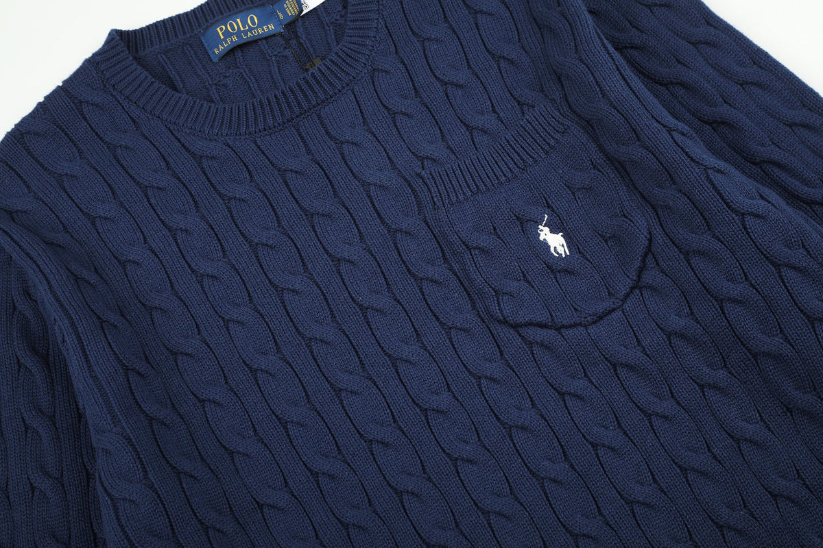 Ralph Lauren Cepli, Bisiklet Yaka, Saç Örgü Kazak