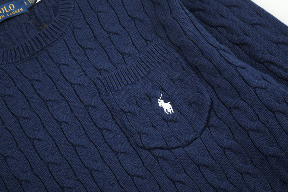 Ralph Lauren Cepli, Bisiklet Yaka, Saç Örgü Kazak