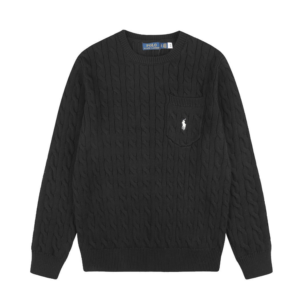 Ralph Lauren Cepli, Bisiklet Yaka, Saç Örgü Kazak