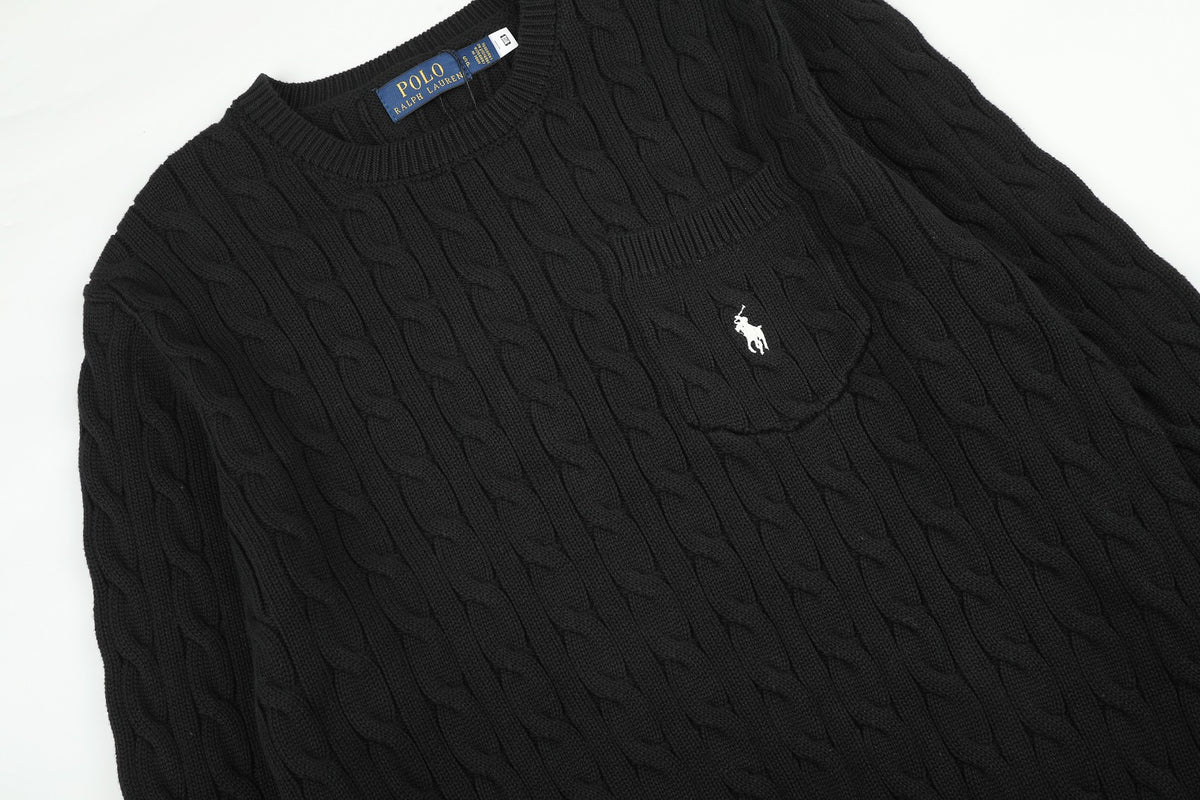 Ralph Lauren Cepli, Bisiklet Yaka, Saç Örgü Kazak