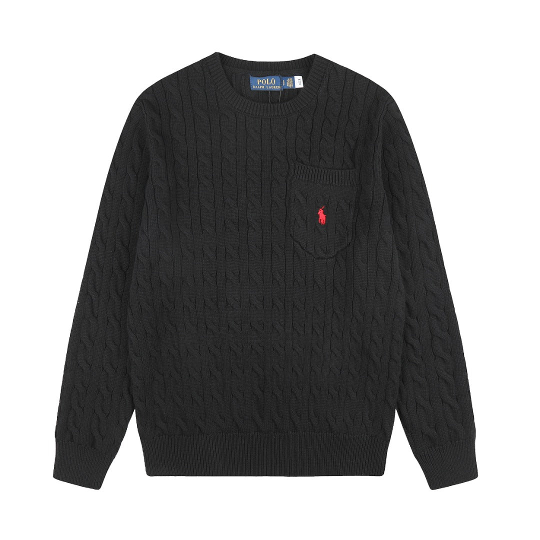 Ralph Lauren Cepli, Bisiklet Yaka, Saç Örgü Kazak
