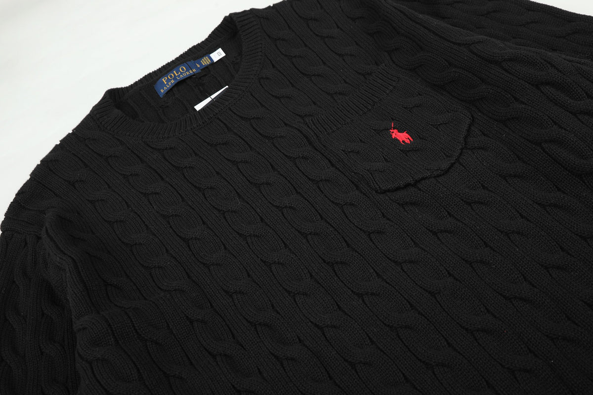 Ralph Lauren Cepli, Bisiklet Yaka, Saç Örgü Kazak