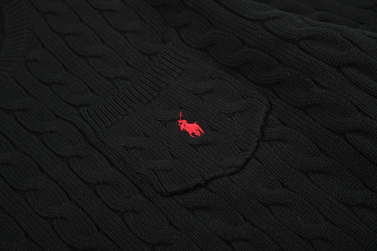 Ralph Lauren Cepli, Bisiklet Yaka, Saç Örgü Kazak