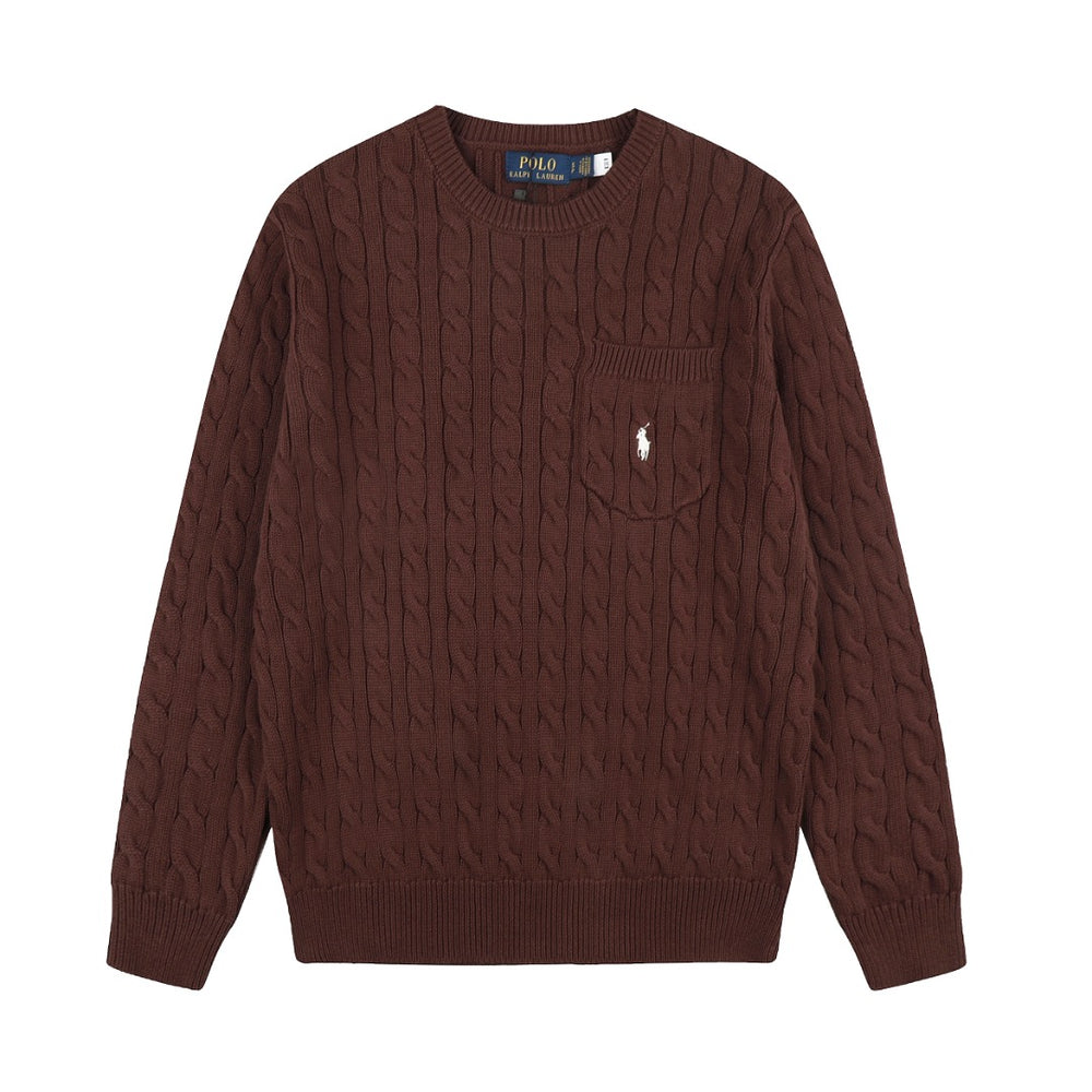 Ralph Lauren Cepli, Bisiklet Yaka, Saç Örgü Kazak