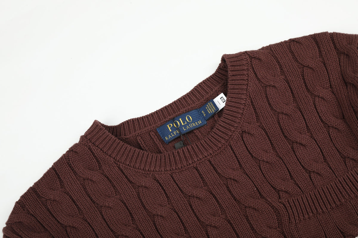 Ralph Lauren Cepli, Bisiklet Yaka, Saç Örgü Kazak
