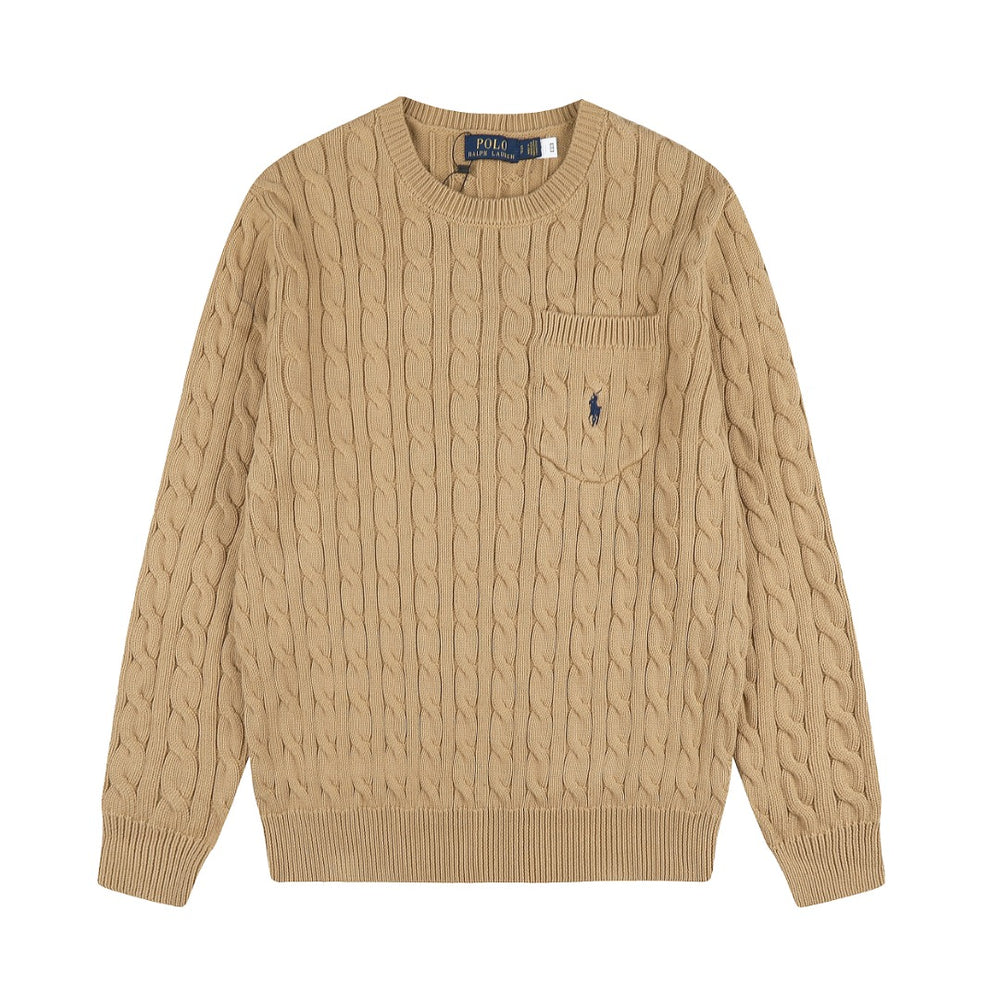 Ralph Lauren Cepli, Bisiklet Yaka, Saç Örgü Kazak