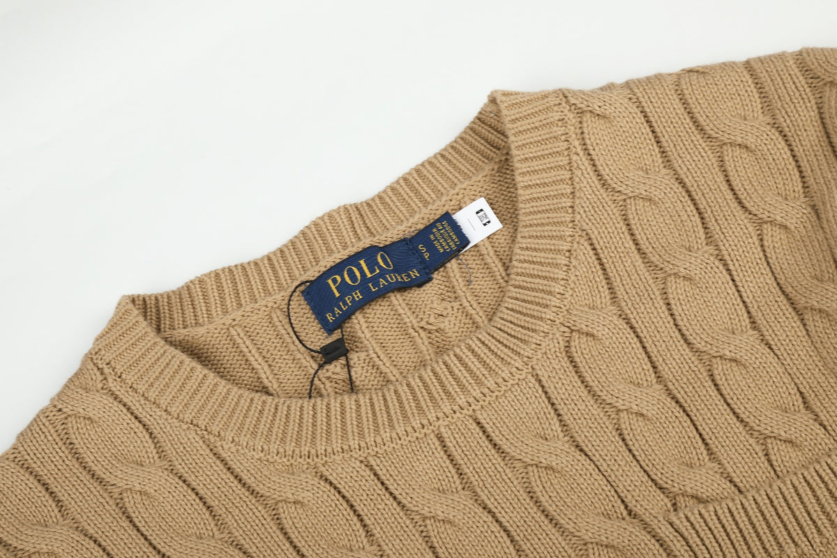 Ralph Lauren Cepli, Bisiklet Yaka, Saç Örgü Kazak