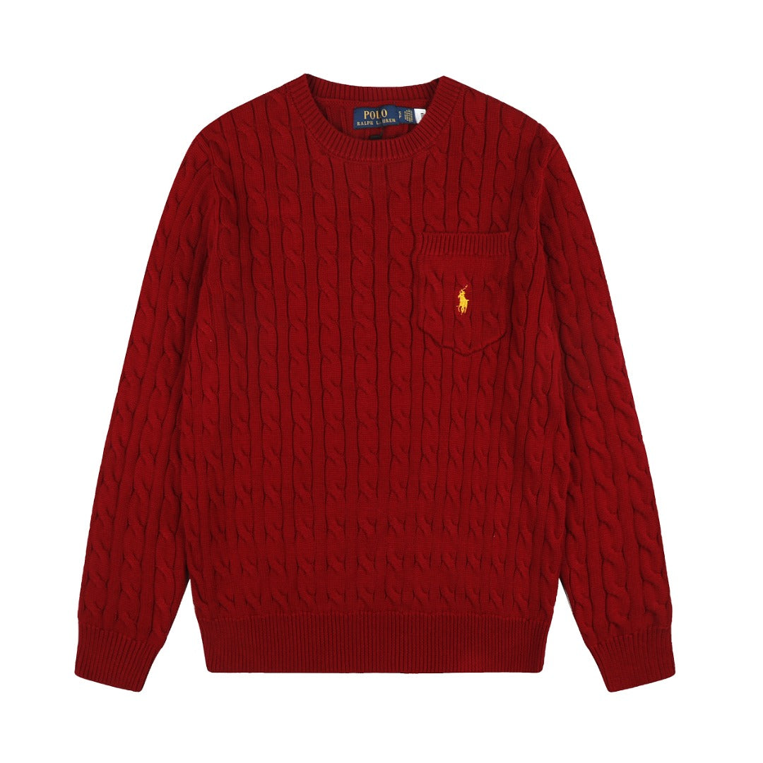 Ralph Lauren Cepli, Bisiklet Yaka, Saç Örgü Kazak