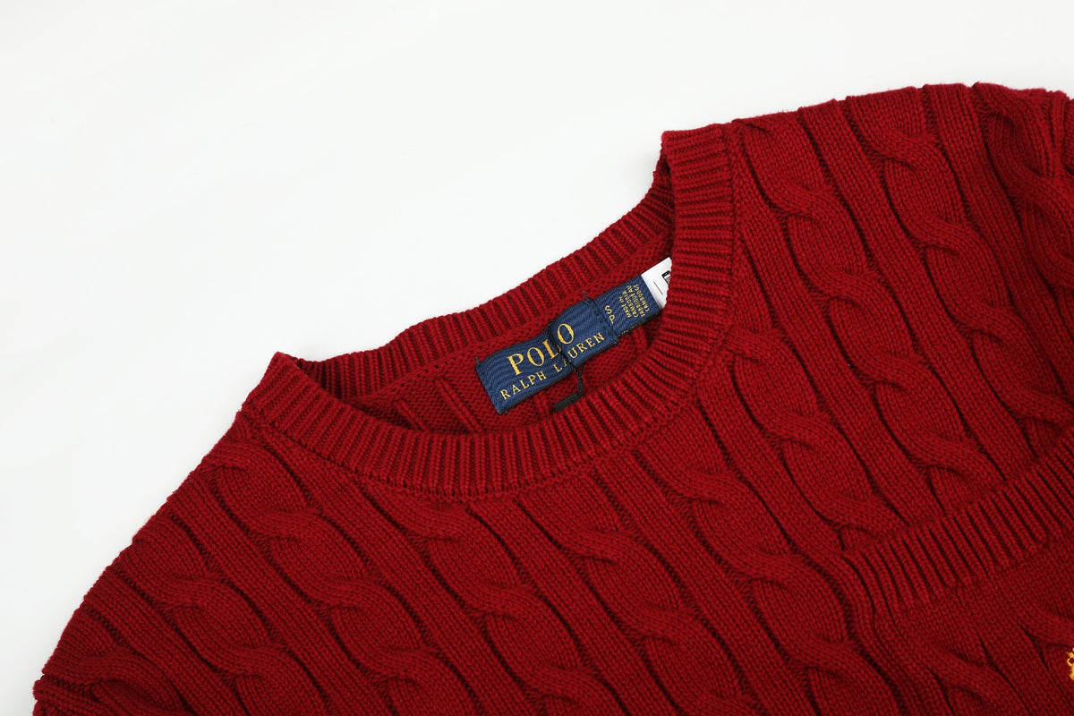 Ralph Lauren Cepli, Bisiklet Yaka, Saç Örgü Kazak