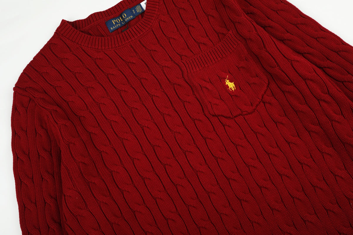 Ralph Lauren Cepli, Bisiklet Yaka, Saç Örgü Kazak