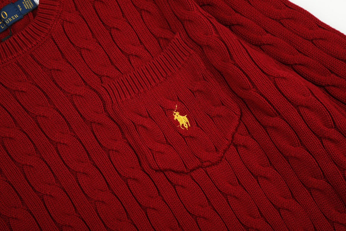 Ralph Lauren Cepli, Bisiklet Yaka, Saç Örgü Kazak