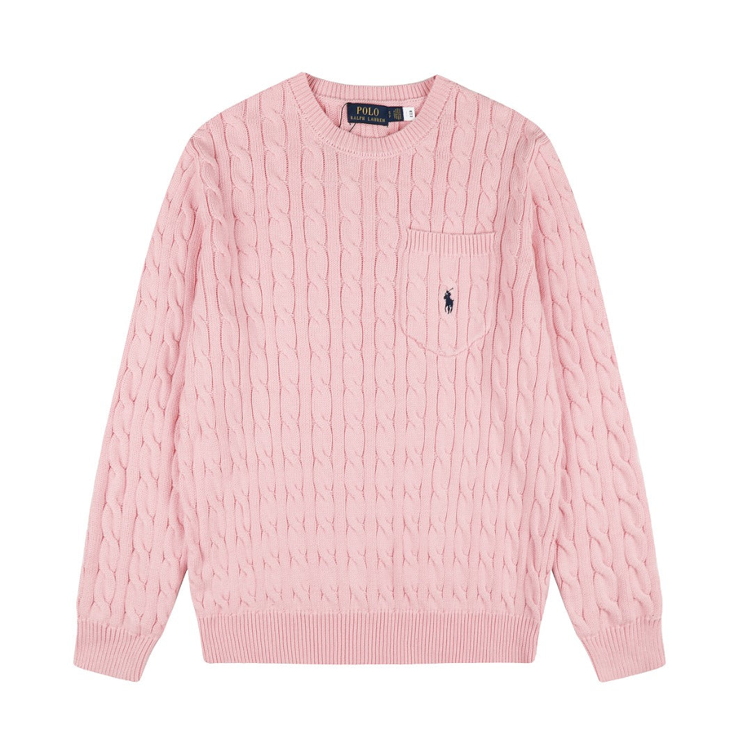 Ralph Lauren Cepli, Bisiklet Yaka, Saç Örgü Kazak