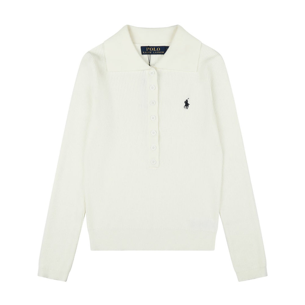 Ralph Lauren Kadın Yarım Düğmel Fitilli Pamuklu Kazak / 26'S