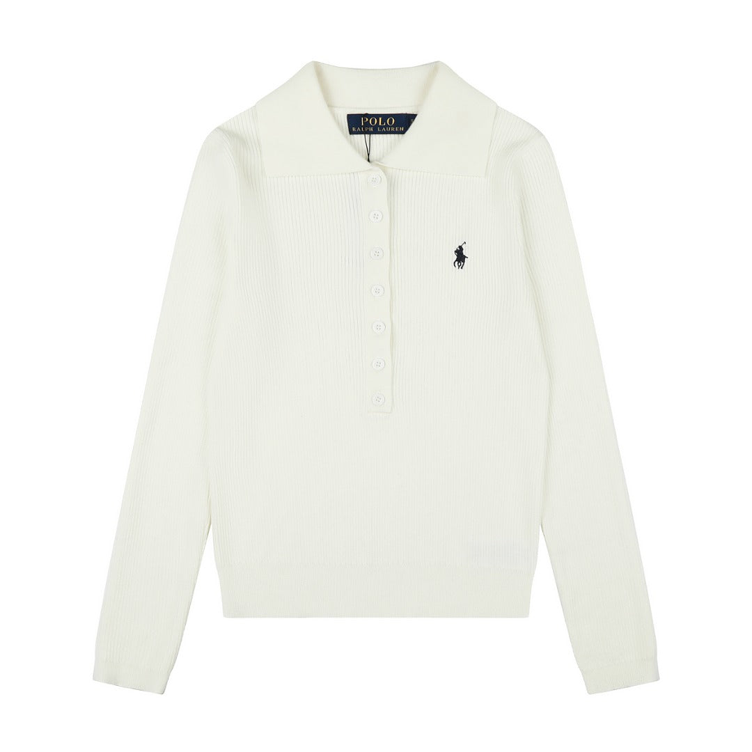 Ralph Lauren Kadın Yarım Düğmel Fitilli Pamuklu Kazak / 26'S