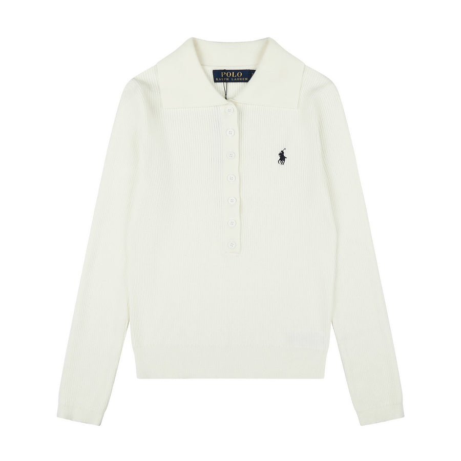 Ralph Lauren Kadın Yarım Düğmel Fitilli Pamuklu Kazak / 26'S