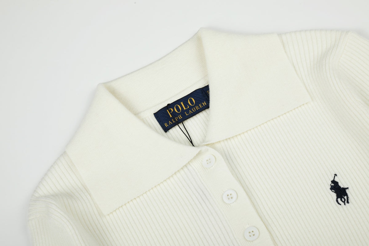 Ralph Lauren Kadın Yarım Düğmel Fitilli Pamuklu Kazak / 26'S