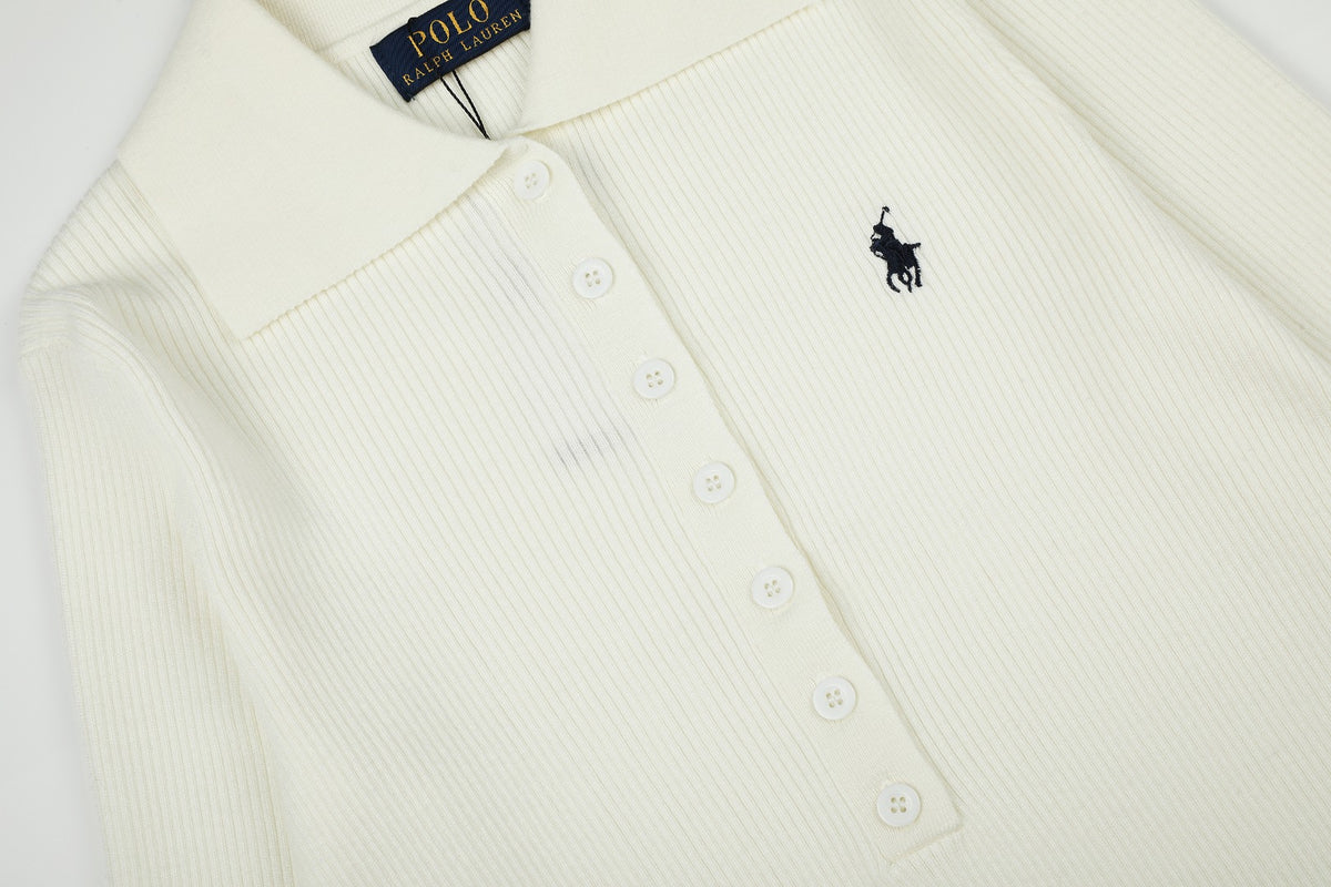 Ralph Lauren Kadın Yarım Düğmel Fitilli Pamuklu Kazak / 26'S