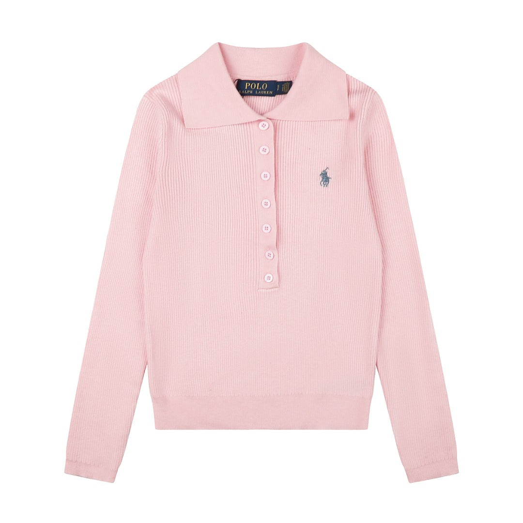 Ralph Lauren Kadın Yarım Düğmel Fitilli Pamuklu Kazak / 26'S