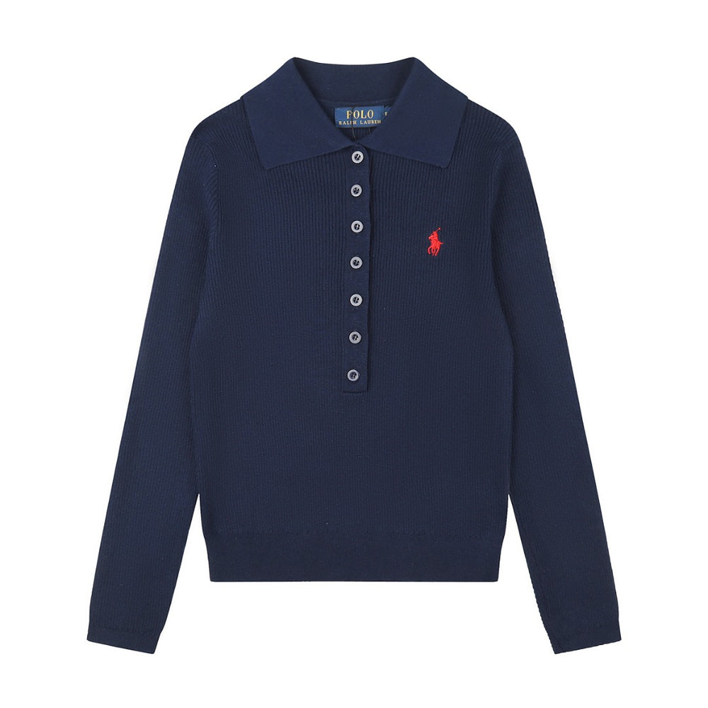 Ralph Lauren Kadın Yarım Düğmel Fitilli Pamuklu Kazak / 26'S