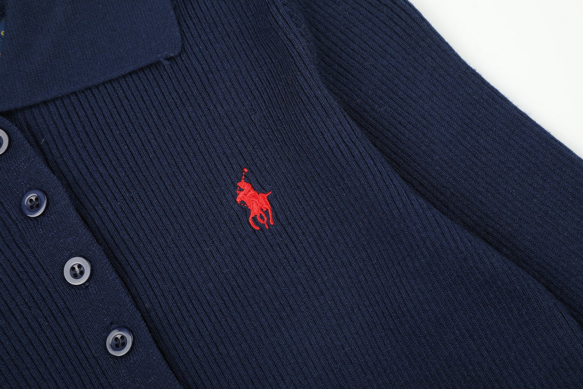 Ralph Lauren Kadın Yarım Düğmel Fitilli Pamuklu Kazak / 26'S