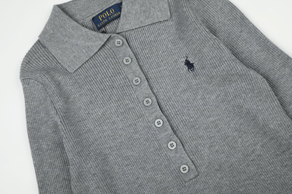 Ralph Lauren Kadın Yarım Düğmel Fitilli Pamuklu Kazak / 26'S