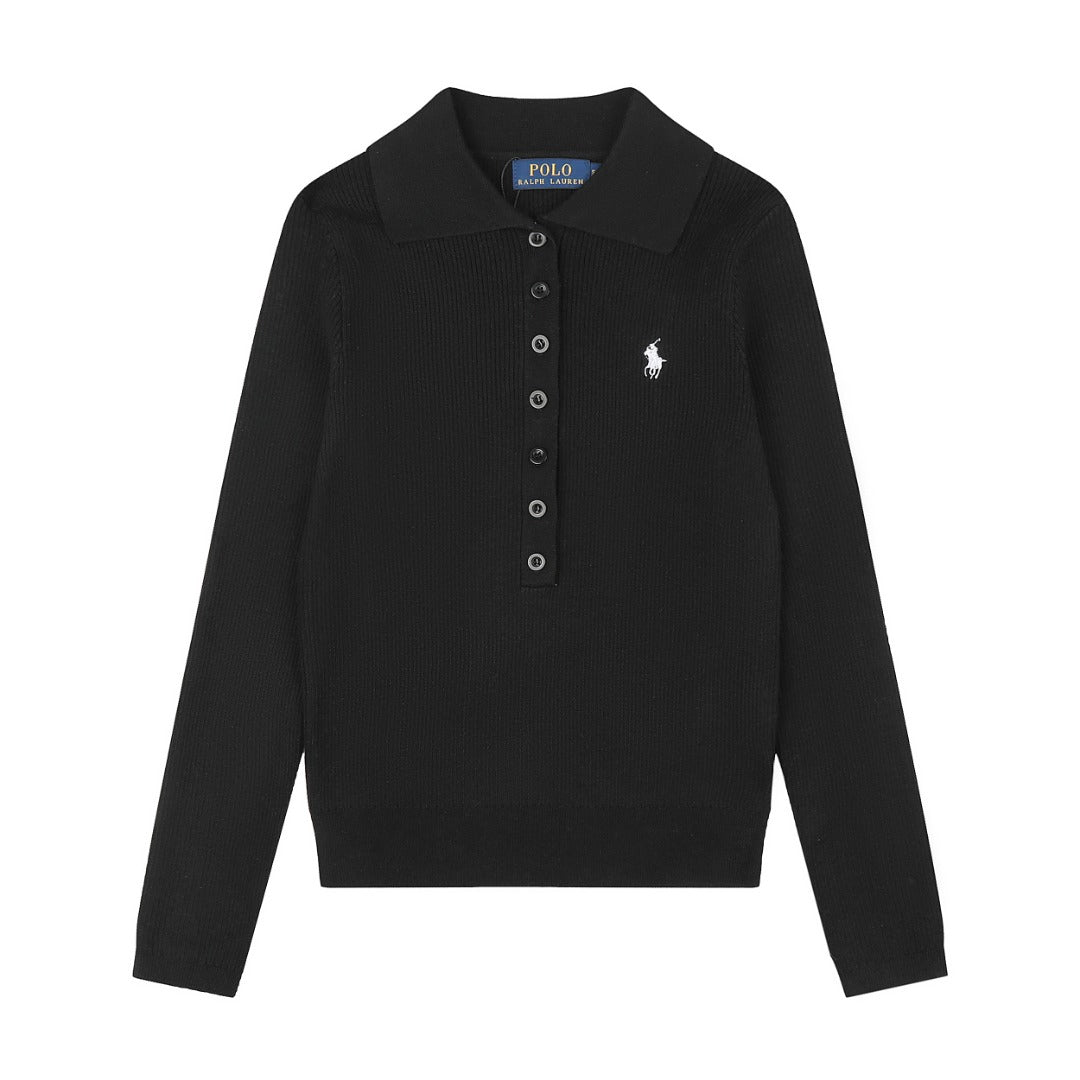 Ralph Lauren Kadın Yarım Düğmel Fitilli Pamuklu Kazak / 26'S