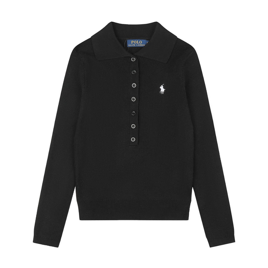 Ralph Lauren Kadın Yarım Düğmel Fitilli Pamuklu Kazak / 26'S