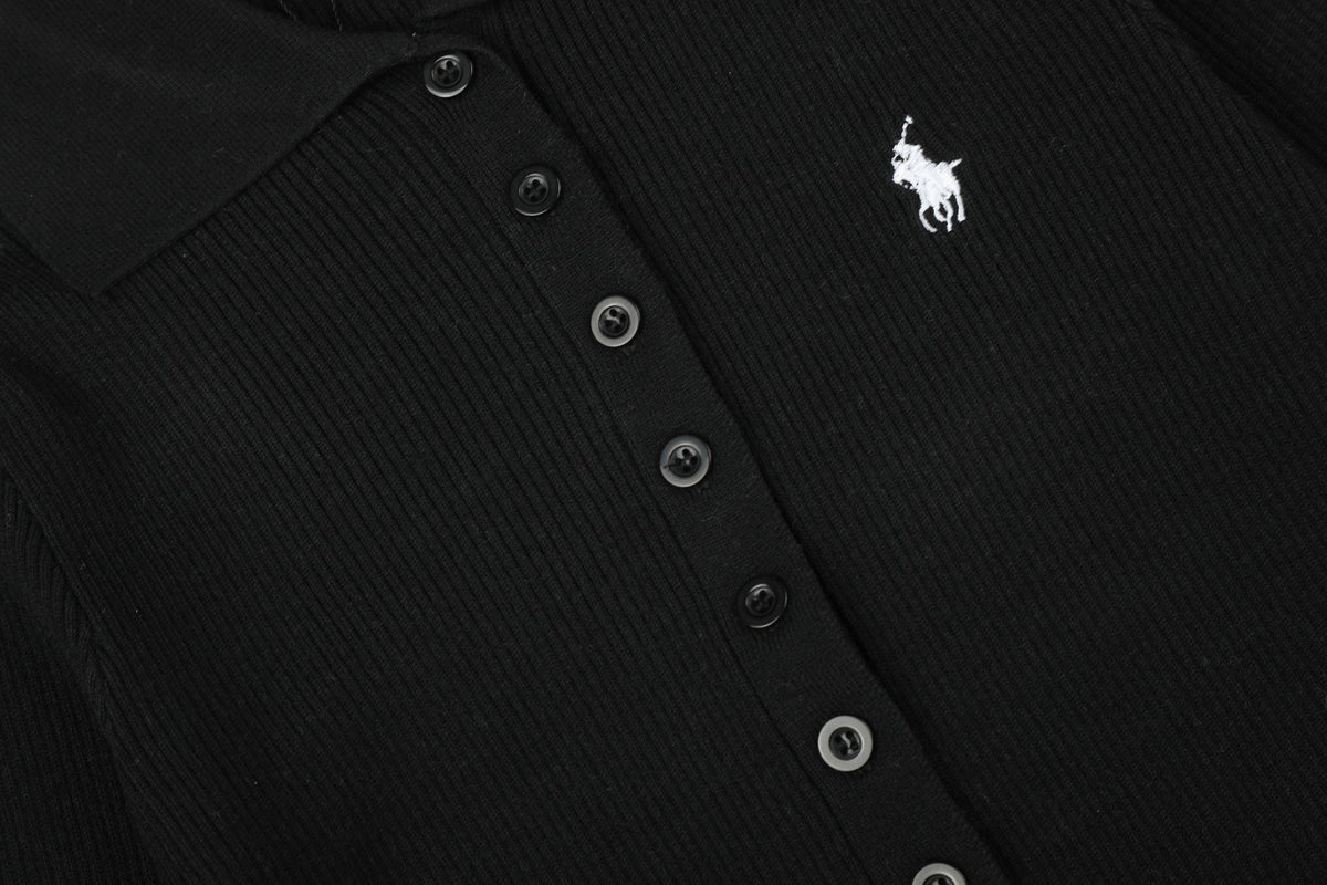 Ralph Lauren Kadın Yarım Düğmel Fitilli Pamuklu Kazak / 26'S
