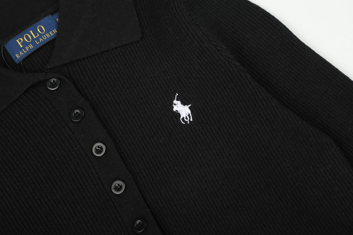 Ralph Lauren Kadın Yarım Düğmel Fitilli Pamuklu Kazak / 26'S
