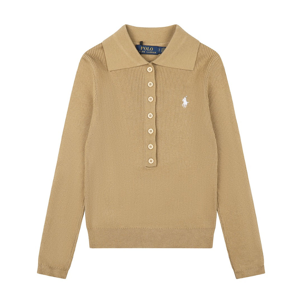 Ralph Lauren Kadın Yarım Düğmel Fitilli Pamuklu Kazak / 26'S