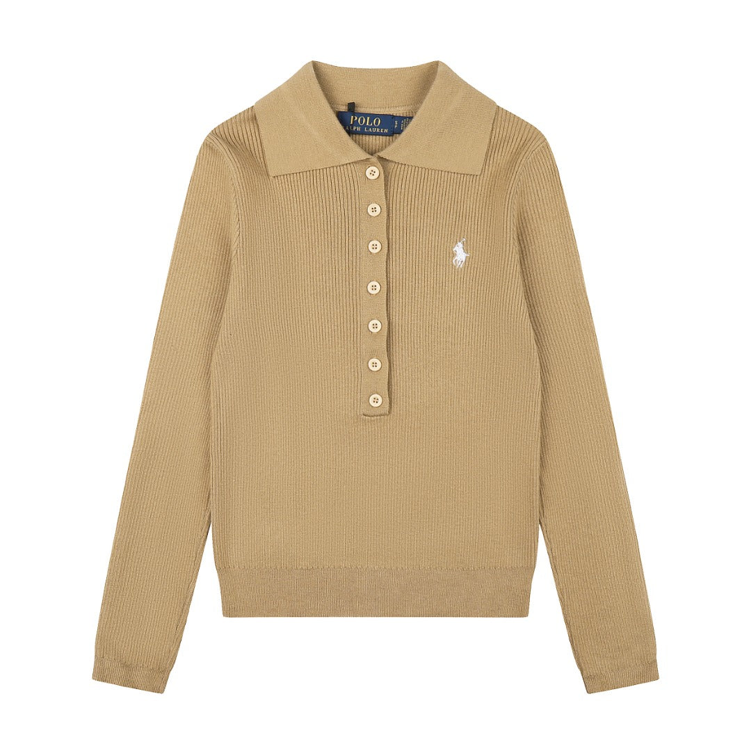 Ralph Lauren Kadın Yarım Düğmel Fitilli Pamuklu Kazak / 26'S
