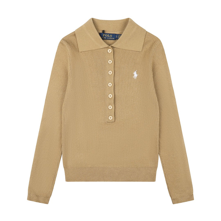 Ralph Lauren Kadın Yarım Düğmel Fitilli Pamuklu Kazak / 26'S