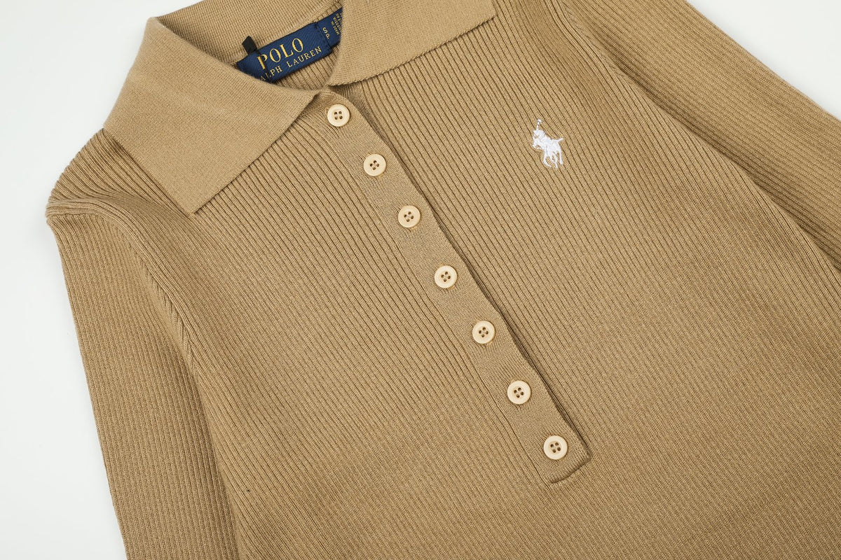 Ralph Lauren Kadın Yarım Düğmel Fitilli Pamuklu Kazak / 26'S