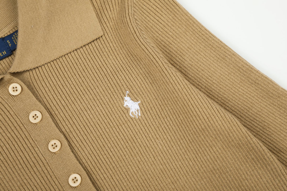 Ralph Lauren Kadın Yarım Düğmel Fitilli Pamuklu Kazak / 26'S