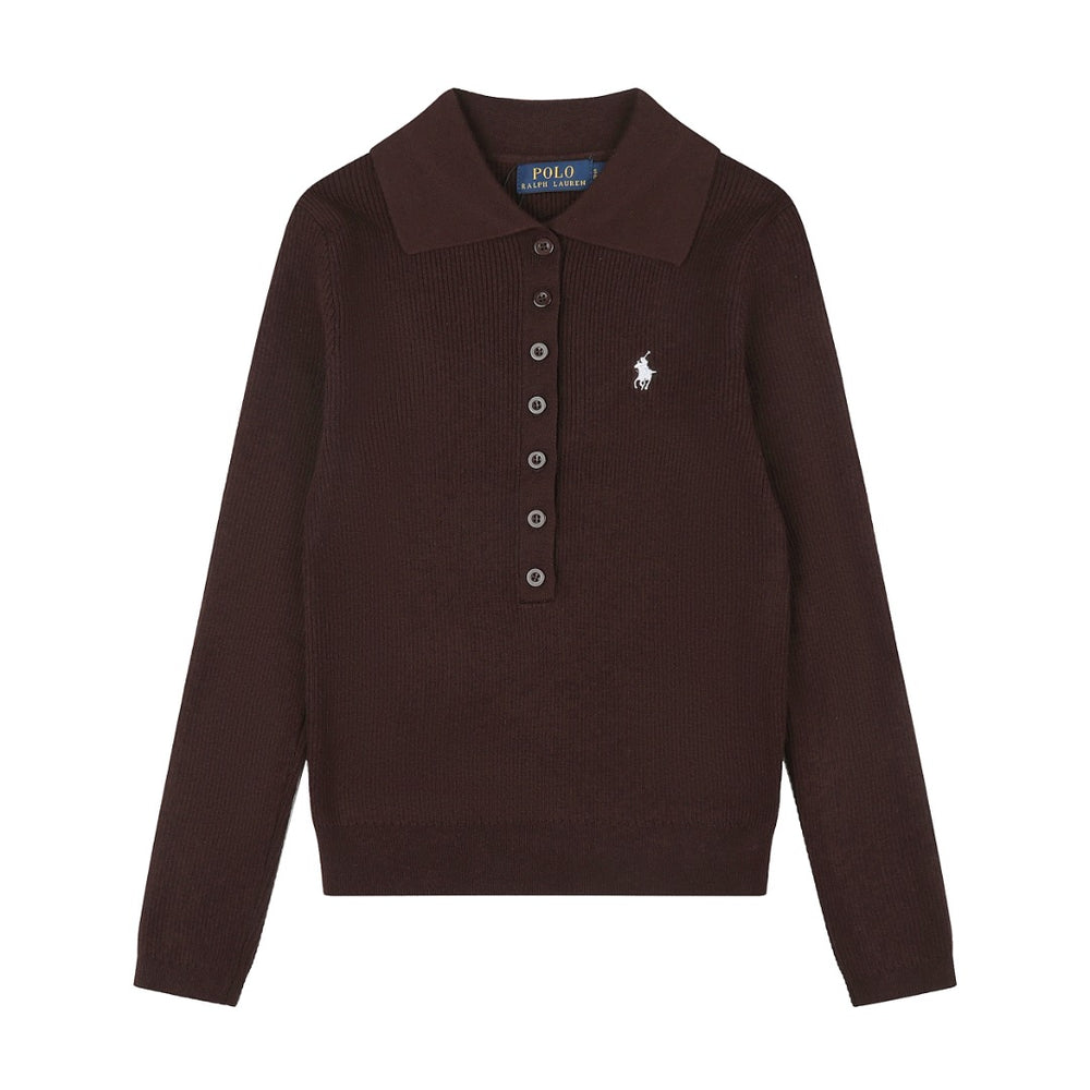 Ralph Lauren Kadın Yarım Düğmel Fitilli Pamuklu Kazak / 26'S