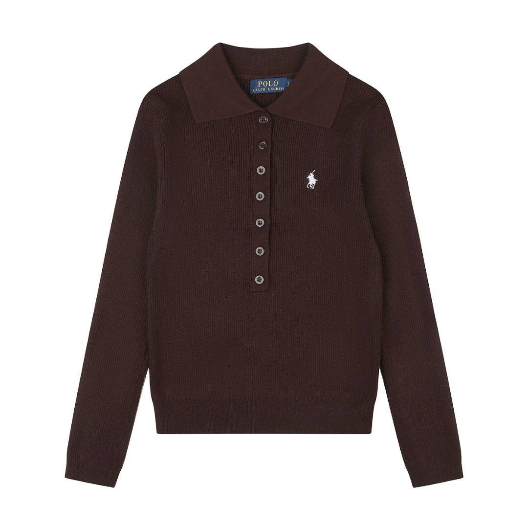 Ralph Lauren Kadın Yarım Düğmel Fitilli Pamuklu Kazak / 26'S