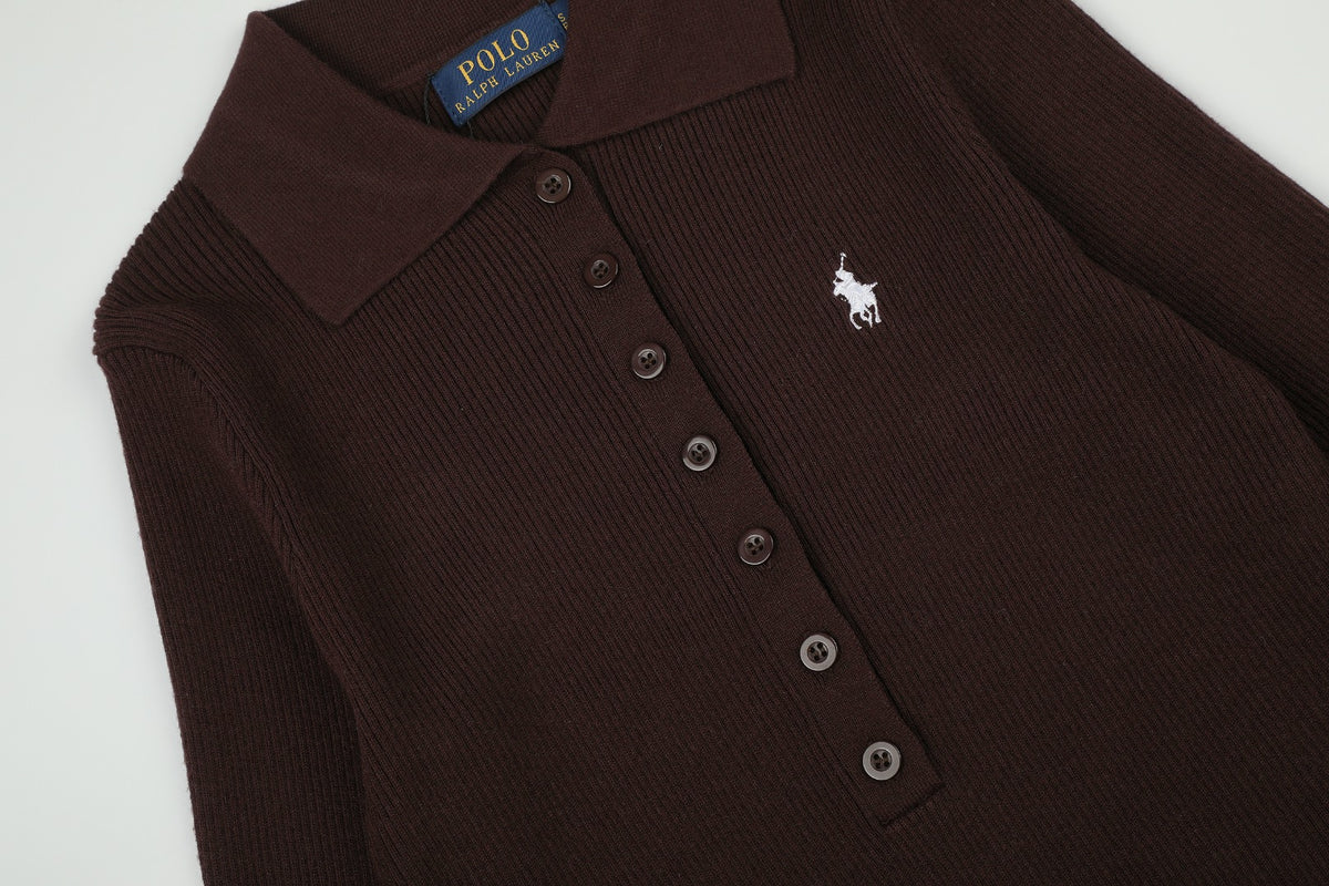 Ralph Lauren Kadın Yarım Düğmel Fitilli Pamuklu Kazak / 26'S