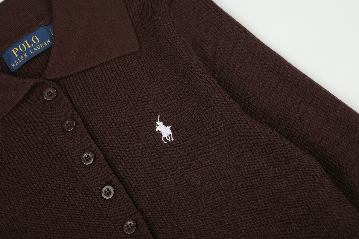 Ralph Lauren Kadın Yarım Düğmel Fitilli Pamuklu Kazak / 26'S